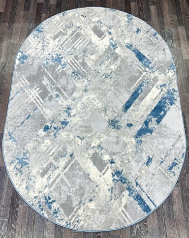 Ковер турецкий V134A Bojnord (PP Heatset Высокоплотный, серый, голубой) овальный