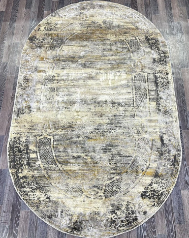 Ковер турецкий A2093A Lisa (Полиэстер, бежевый, серый) овальный