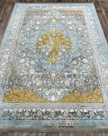 Ковер персидский 4077 VERSAILLES (Бамбуковый шелк, желтый, серый)