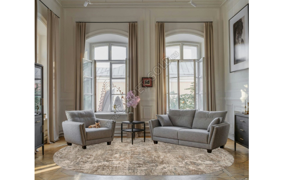 Ковер F445AF - BROWN / CREAM - Овал - коллекция AFINA